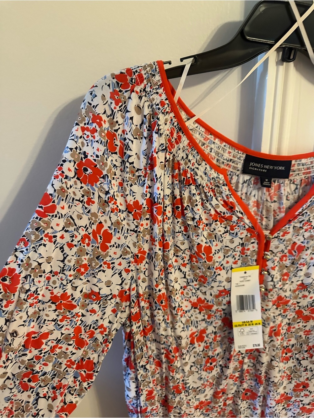 Jones New York Red & Cream Floral Button-Front Blouse - Picture 6 of 12